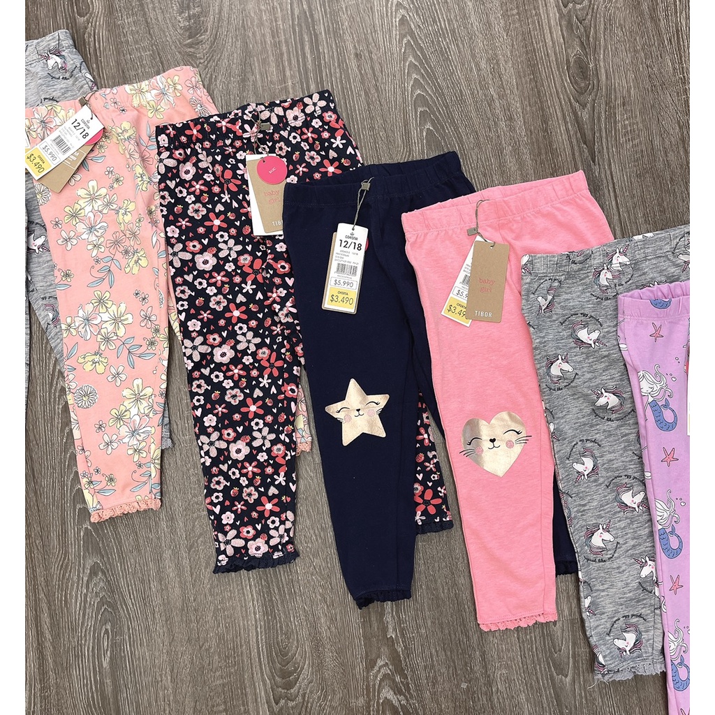 Quần Legging Cotton Dài Tirbo VNXK Thu Đông Cho Be Gái Từ 6 Đến 36 Tháng