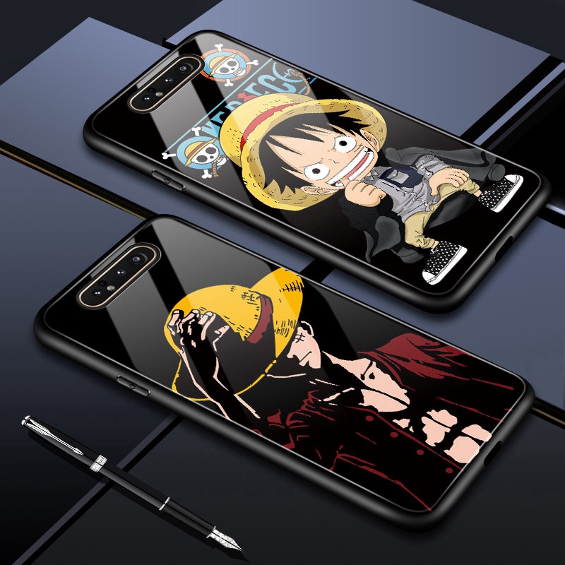 Ốp điện thoại mặt kính in hình hoạt hình anime One Piece cho Samsung Galaxy A71 A51 A70 A70S A72 A60 A50 A50S A30S 5G