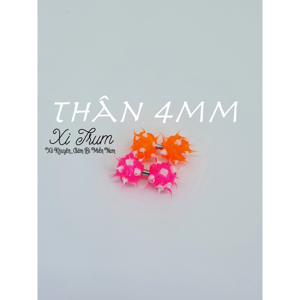 01 Khuyên 2 Đầu Bi Cao Su Non/  Thân inox _Thân nhựa CHO ANH EM cùng Hệ Khuyên