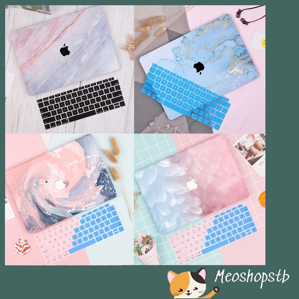 [SET 5 Món] Case MacBook In Hình  (Kèm Lót Phím Ngẫu Nhiên + Nút Chống Bụi + Kẹp Chống Gẫy Sạc)