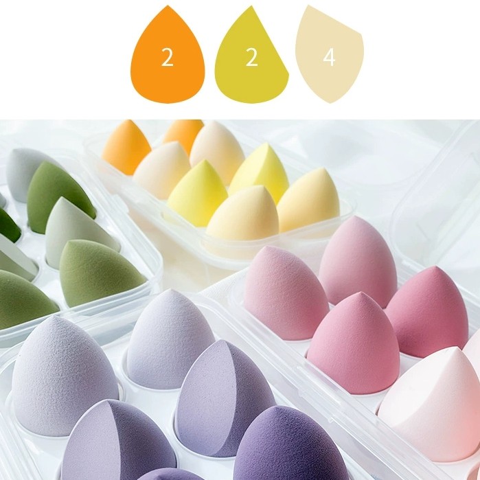 Pudaier Set 6 miếng mút trang điểm 4 màu tùy chọn 170g