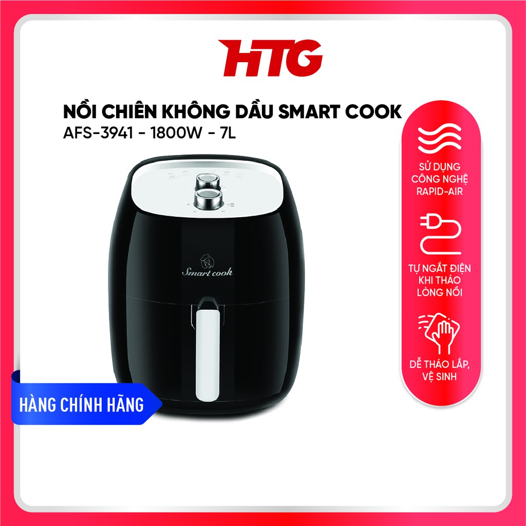 Nồi Chiên Không Dầu SMART COOK AFS-3941 - Hãng chính hãng Elmich - công nghệ Rapid Air - 1800W - 7L