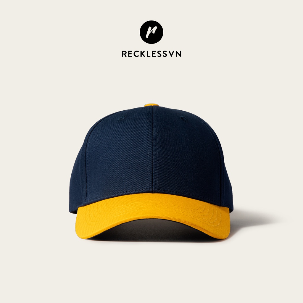 [Mã LT50 giảm 50k đơn 250k] Nón Bóng Chày Lưỡi Trai Màu Navy Phối Be Reckless Signature Ballcap Vải Kaki Cotton