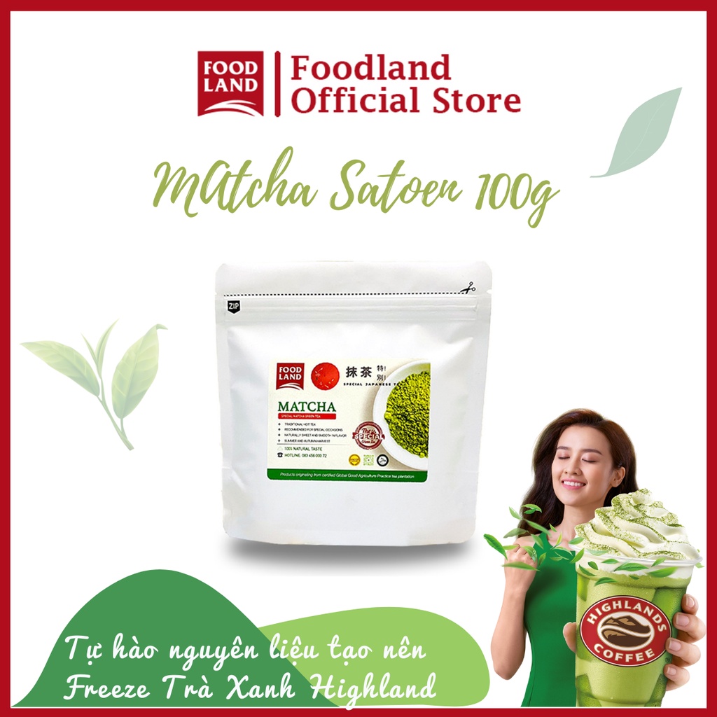 Trà vụ hè thu Matcha Satoen Special 100G 250G - Trà matcha, trà sữa, trà xanh freeze - Foodland