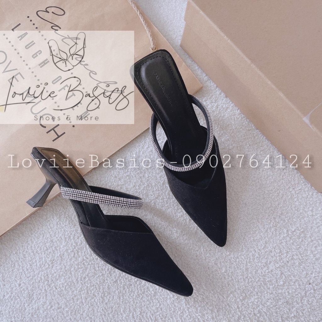 DÉP THỜI TRANG LOVIIE BASICS - SỤC NỮ BÍT MŨI NHỌN NỮ TÍNH - DÉP CAO GÓT QUAI NGANG 5 PHÂN D220931