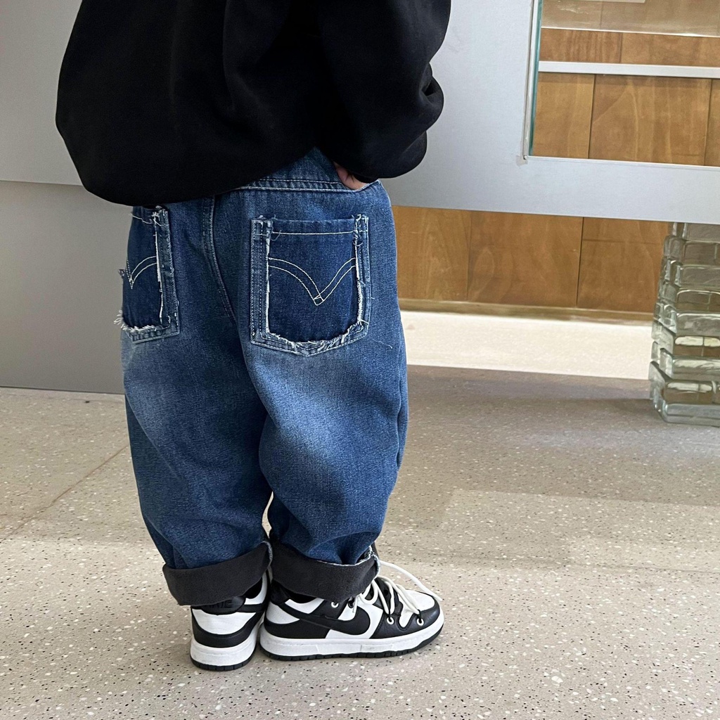 Quần jean lót lông cho bé QB508 sz 90-140, quần cho bé mùa đông dày dặn, ấm áp thu đông 2022