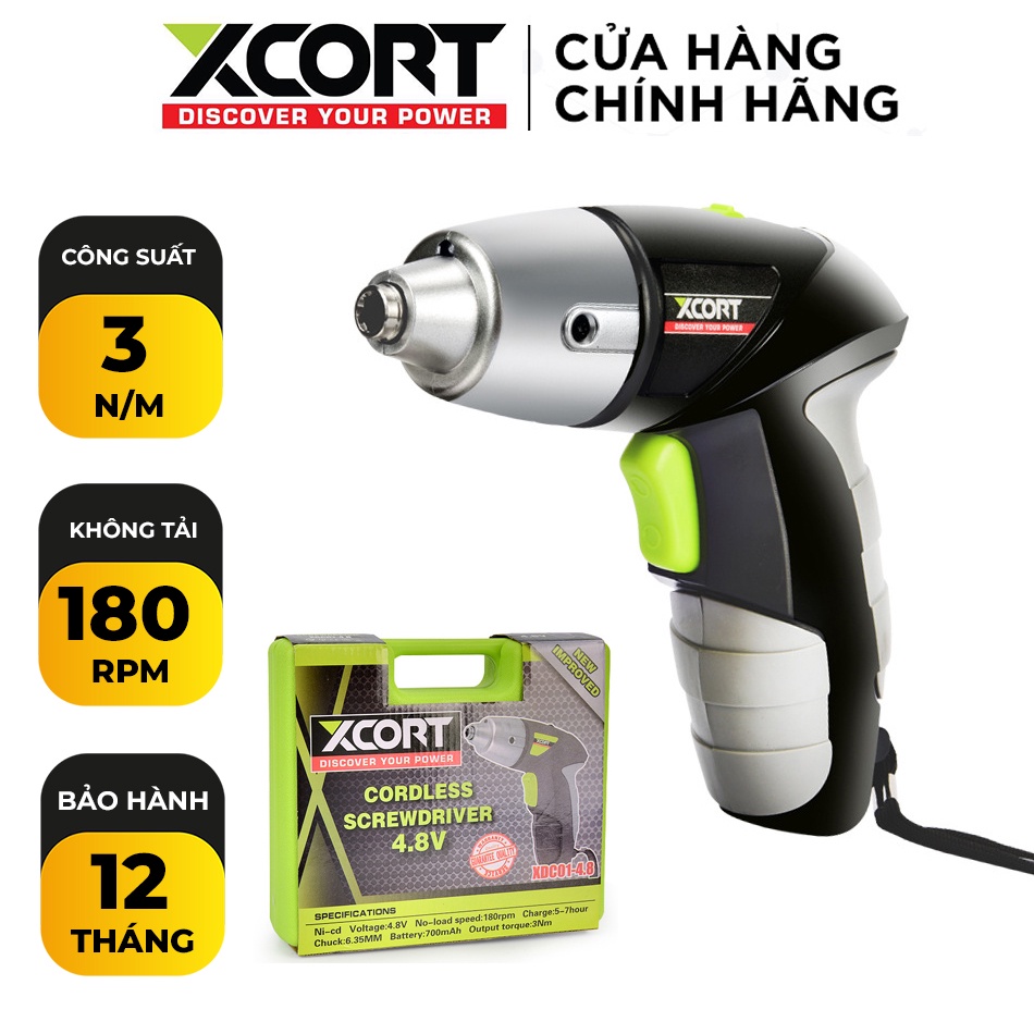 Máy bắn vít cầm tay pin 4.8V XCORT Model XDC01-4.8 Kèm Phụ Kiện