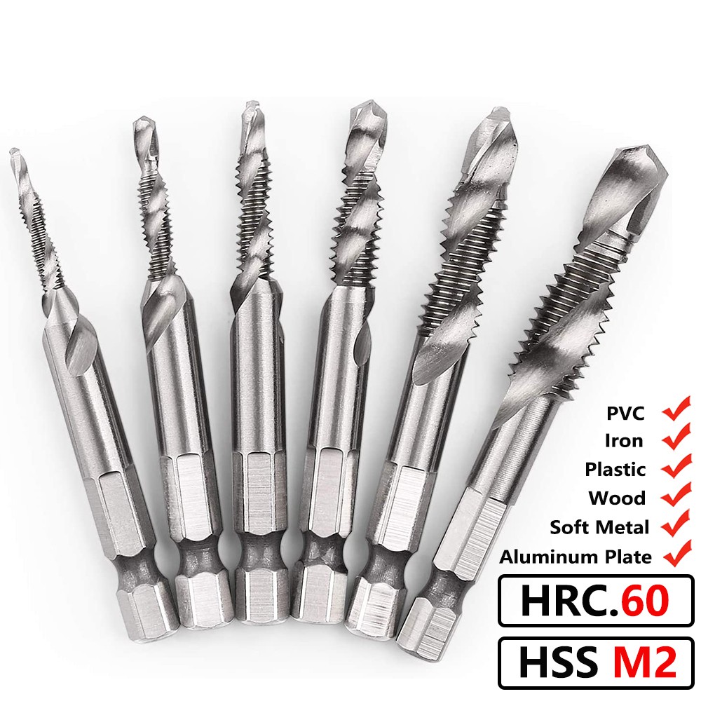 Bộ 6 mũi khoan taro tạo ren trong đường kính m3 đến m10