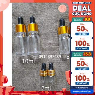 2ml/5ml/10ml Lọ đựng tinh dầu thủy tinh mỏng bóp giọt Khoen Vàng - lọ chiết nước hoa / lọ chiết tinh dầu