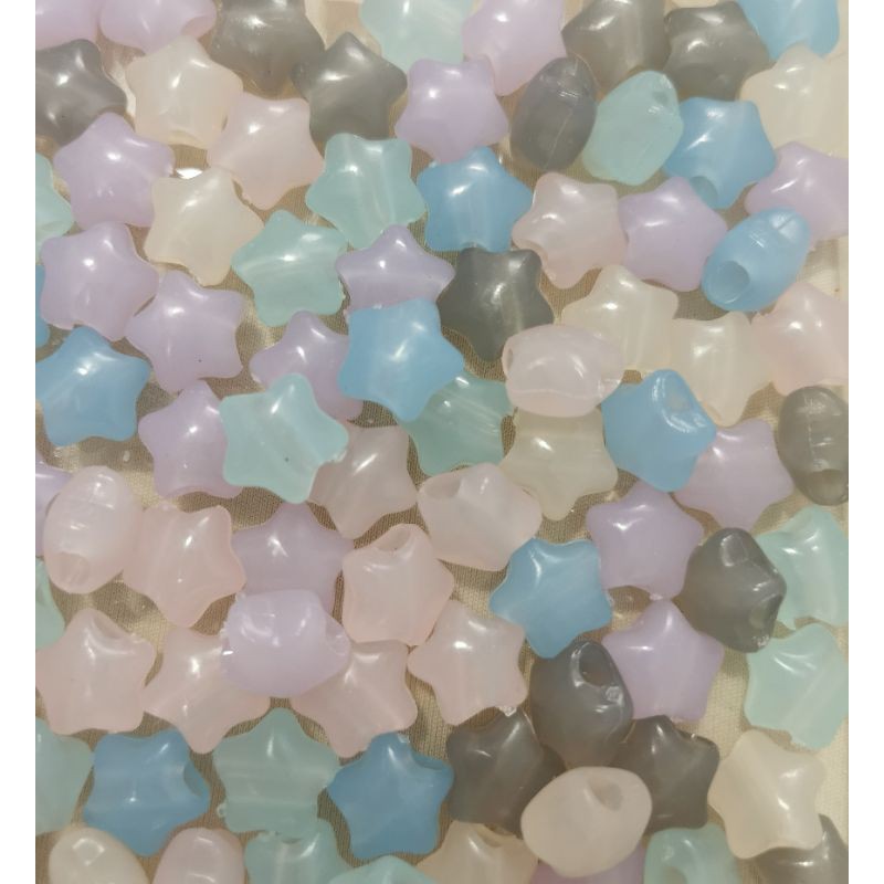 Hạt nhựa màu pastel xỏ lỗ 2 đầu loại trong hình ngôi sao, tai thỏ và mickey