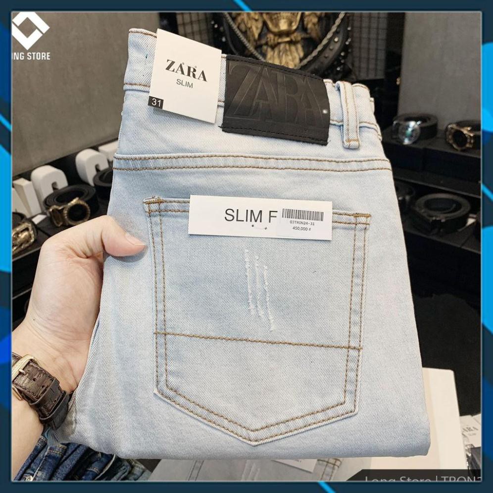 SALE - Quần jean nam trơn màu xanh bạc nhạt 🟢 Quần bò nam dáng ôm SLIMFIT skinny co giãn cao cấp - Tron24