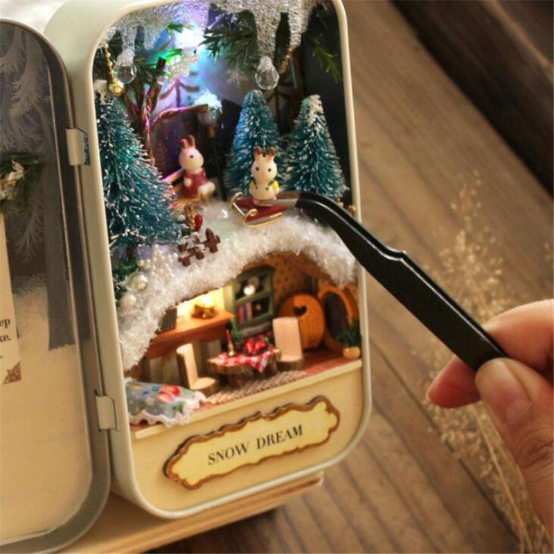 DIY Dollhouse Miniature 3D Doll House Box Theatre Wooden Handmade Kids Gift Xmas