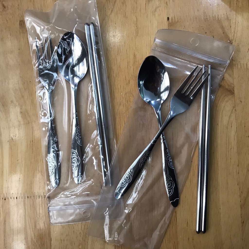 Thìa đũa dĩa inox cá nhân - Combo 3