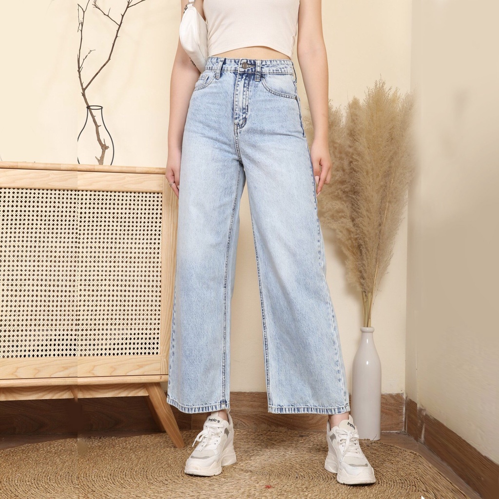 Quần jeans ống rộng xanh đá cá tính (mã 391)