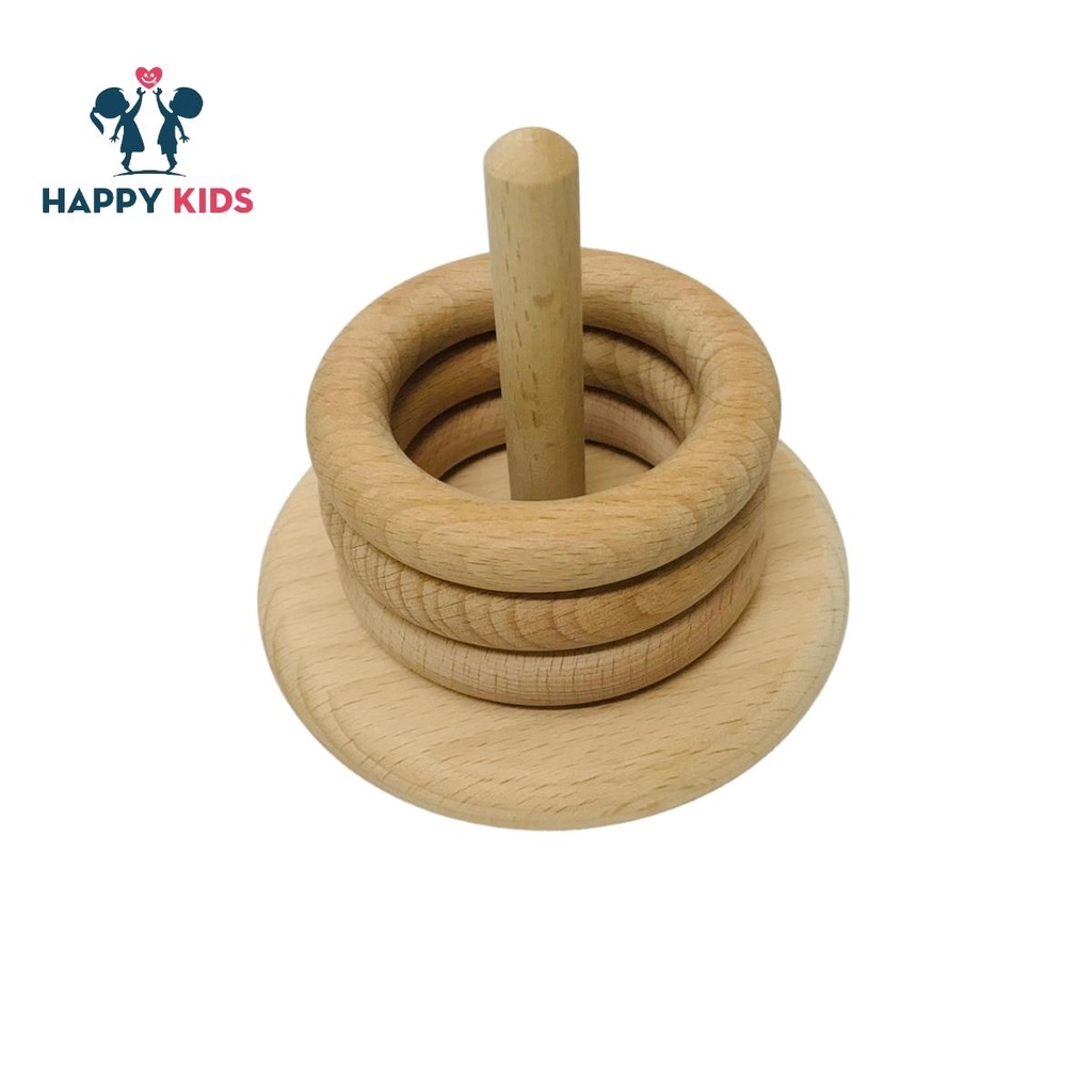 Xâu đứng với vòng tròn lớn - giáo cụ montessori - đồ chơi sơ sinh trẻ em bằng gỗ, phát triển kỹ năng phối hợp tay mắt