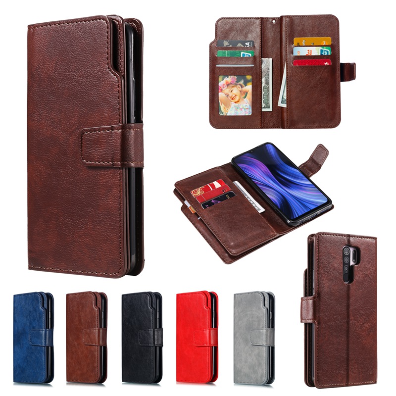 Bao da nắp gập có ngăn đựng thẻ cho Xiaomi Redmi 9 9a 9c Note 9 9s Note 9 Pro Max Mi 10 Super Poco X3 Core Note 10 Pro
