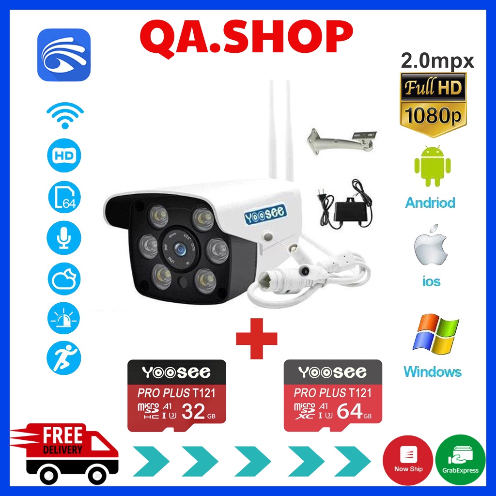 Camera Yoosee ngoài trời 32 Led Full HD, cố định, ban đêm có màu - Camera yoosee 32 Led kèm thẻ nhớ Yoosee | BH 6 Tháng