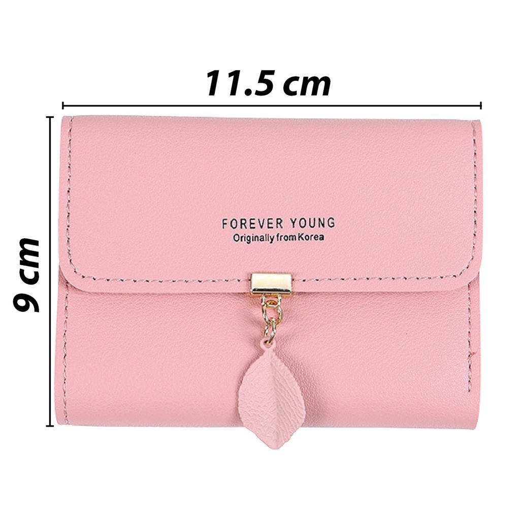 Ví Nữ Ví Nữ Ngắn Mini Cầm Tay FOREVER YOUNG Khoá Chiếc Lá Đẹp V04 - HAMAN