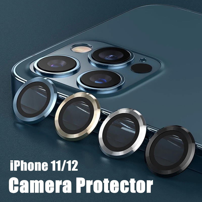 Ốp viền kính bảo vệ Camera Lens Ring IPhone 12 Pro Max 11 Pro max Metal Ring Glass Full Cover Camera Lens Protectors for iPhone 12mini 11/12pro Protective Cap