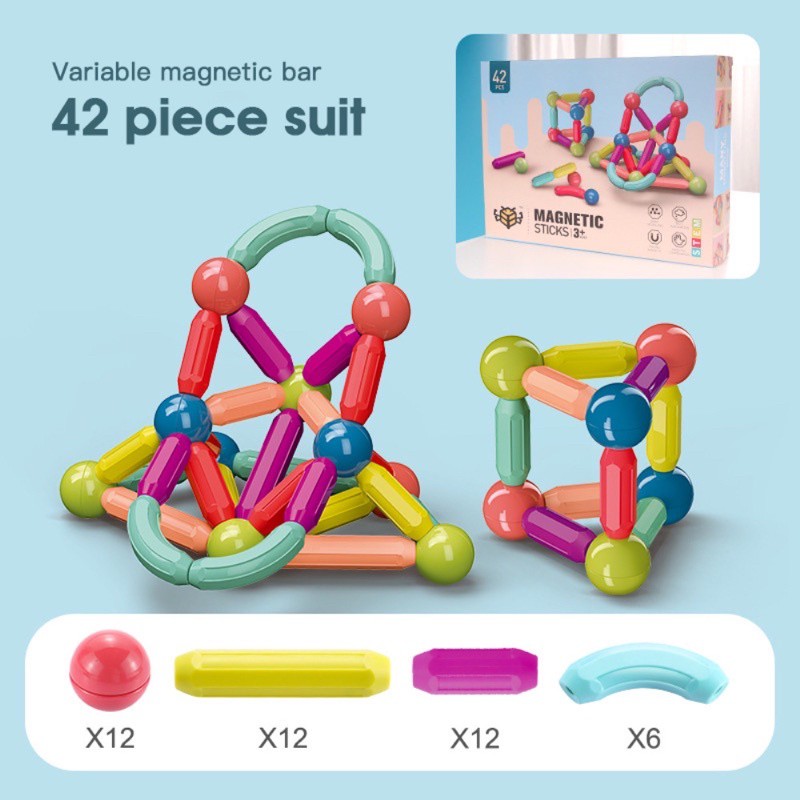 Bộ Lắp Ghép Nam Châm Hình Khối Cho Bé Magnetic Sticks