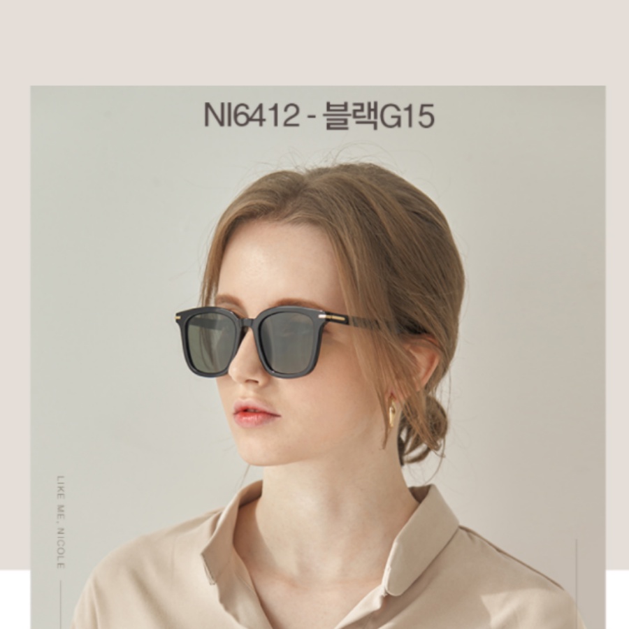 Kính râm chống tia UV hãng NICOLE Hàn Quốc mã NI6412 gọng vuông màu đen