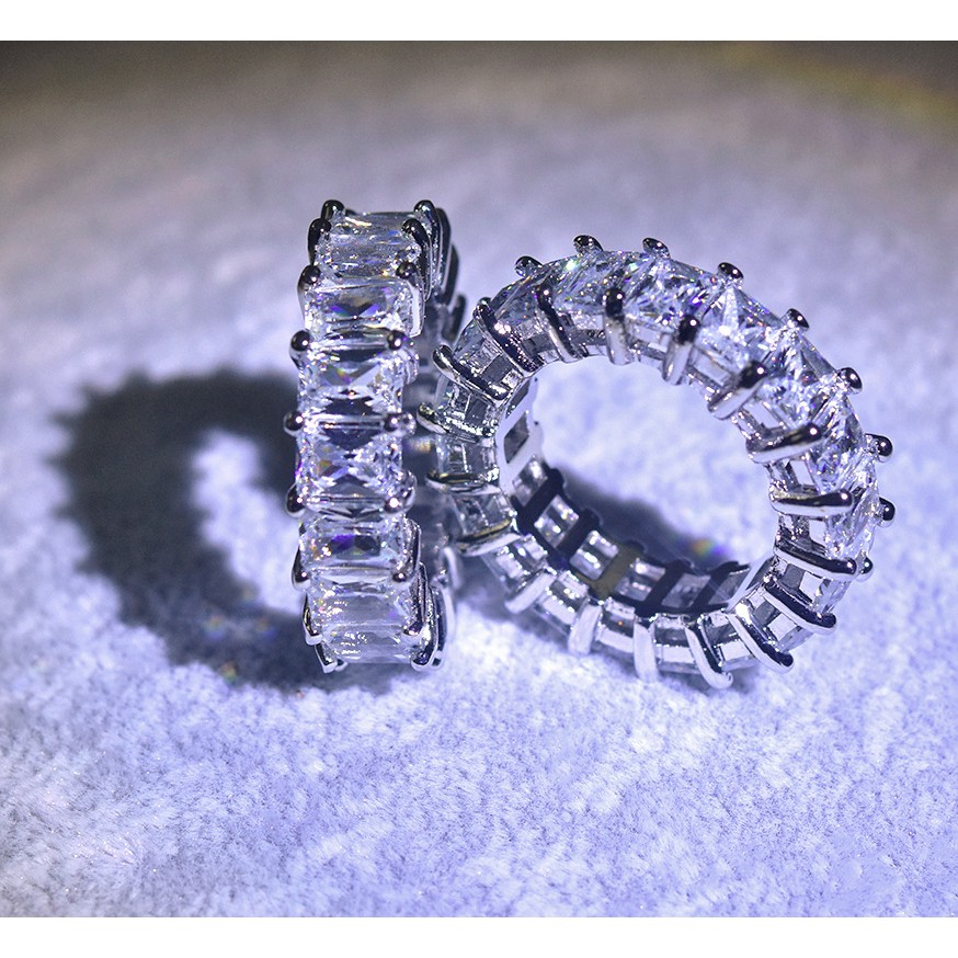 Nhẫn kim loại khảm đá phong cách sang trọng cho nữ