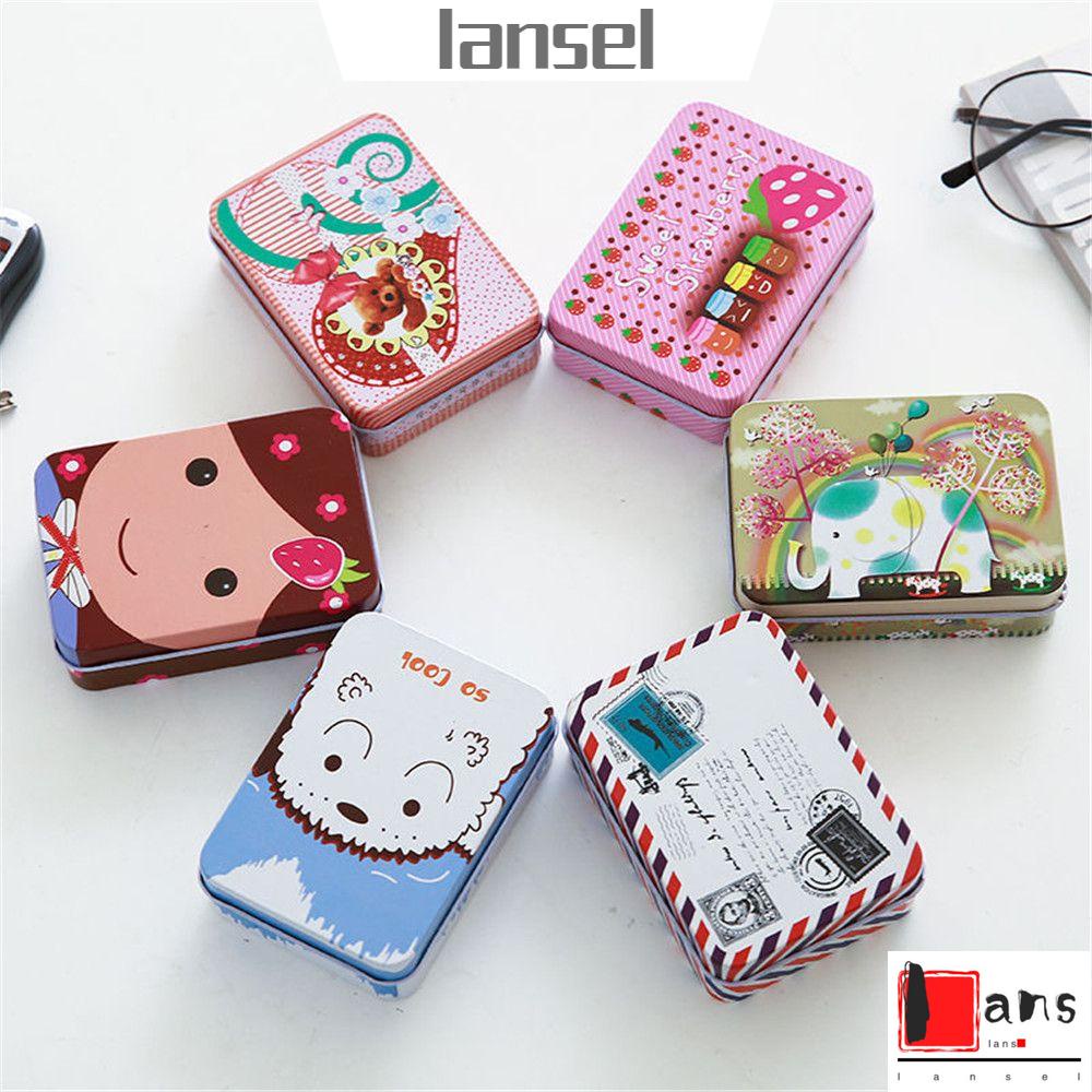 Hộp đựng trang sức/ kẹp tóc mini bằng sắt chống bụi phong cách retro hoạt hình