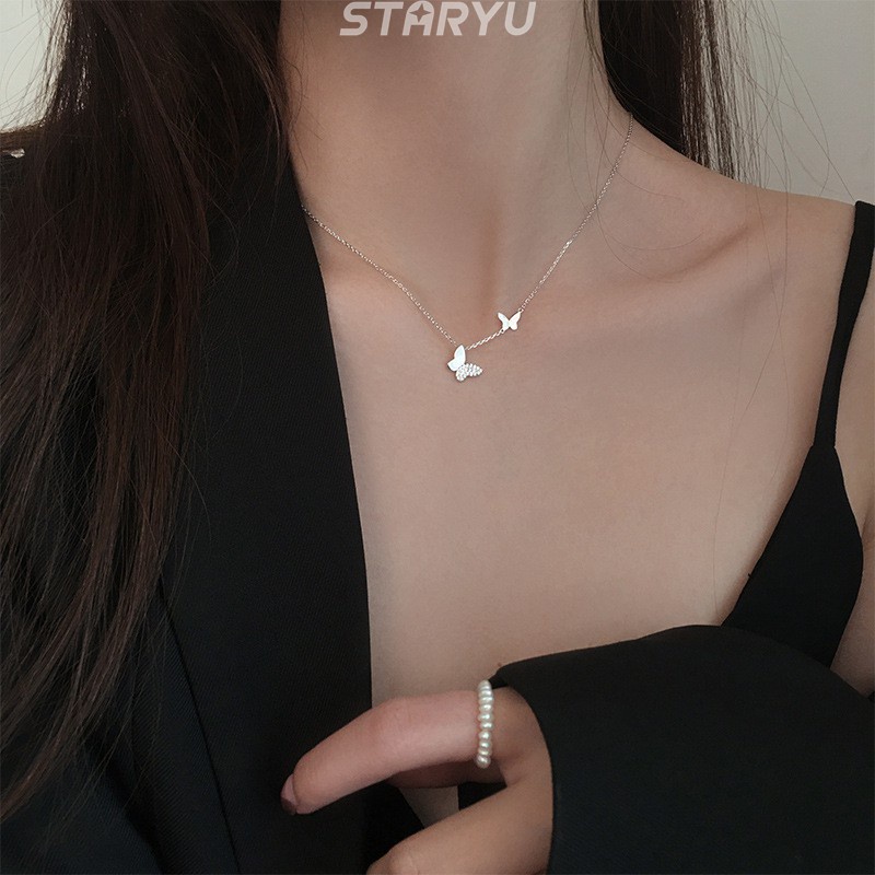 Vòng cổ mạ bạc S925 mặt hình bướm