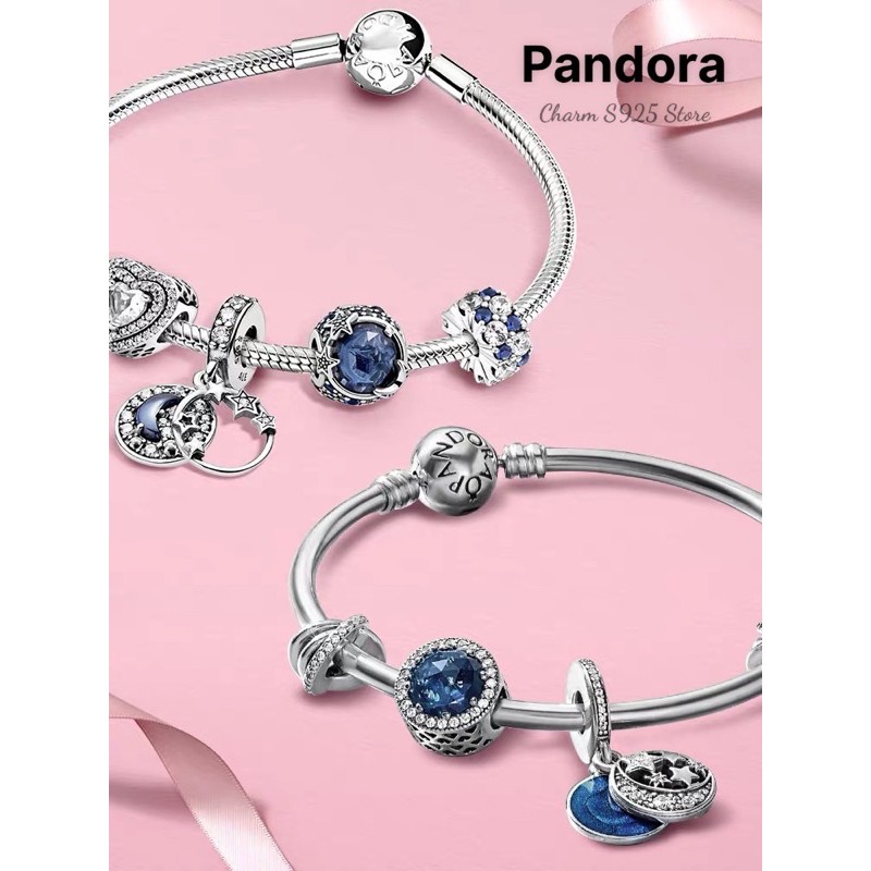 Bộ vòng tay charm pan thiết kế vùng trời xanh bạc s925