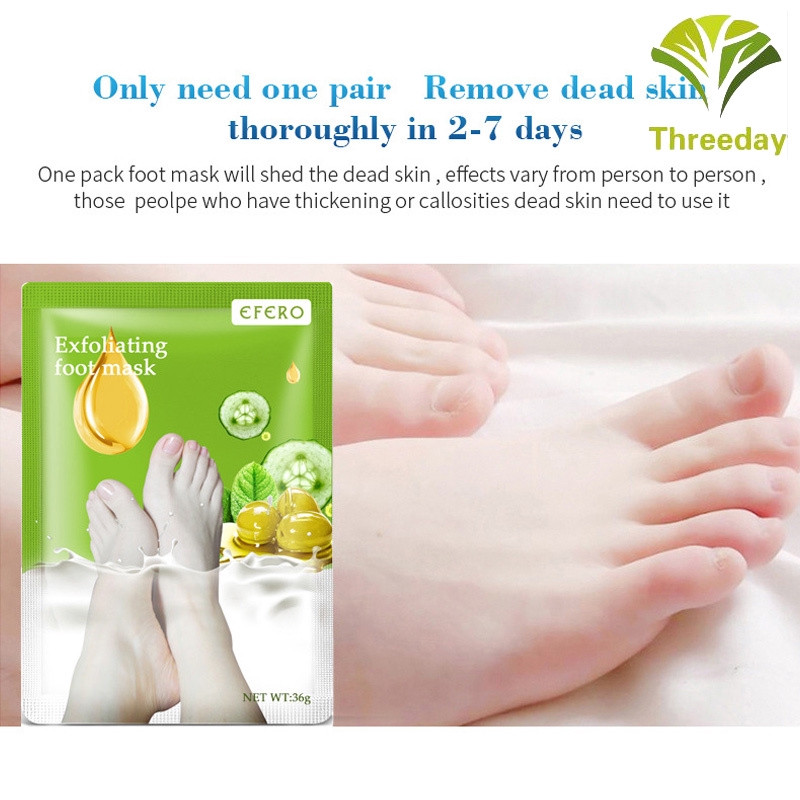 3D❤ 3Pairs Peeling Foot Mask Exfoliating Scrub Pedicure Spa Foot Peel Heels Moisture Feet Care