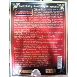 Dầu gội đen tóc Shitinsof Hán Phương Linh Chi đen tóc Danh Nhân Đường (hộp 3 gói x 15ml)
