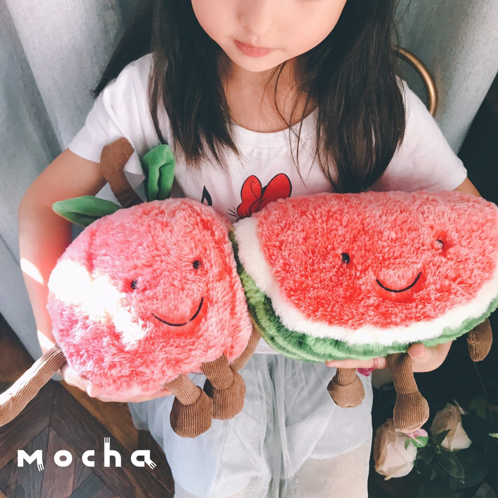 Gối ôm nhồi bông siêu mềm hình quả cherry đáng yêu Dưa hấu gối Gối gối hình dưa hấu Một con búp bê