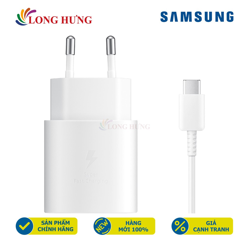 Combo cốc sạc Samsung Travel Adapter PD25W 1Type-C + Cáp USB Type-C to Type-C 1m EP-TA800X - Hàng chính hãng