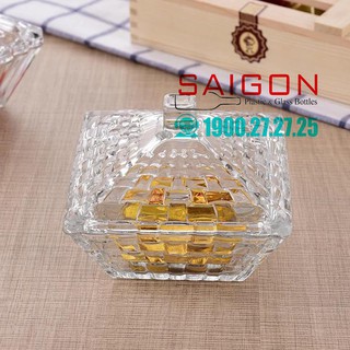Thố mứt thủy tinh deli kim tự tháp kim cương , thủy tinh cao cấp