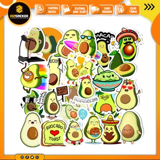Sticker cute quả bơ | Chất liệu giấy in 5 lớp cắt sẵn dày dặn chống thấm nước