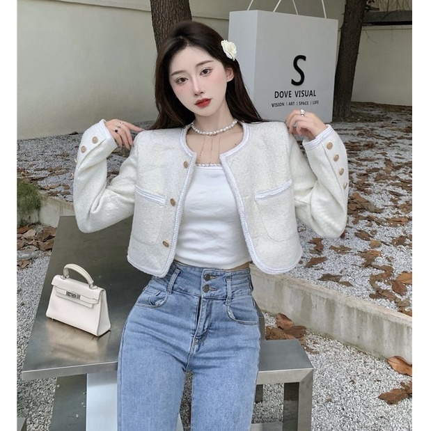 Áo khoác nữ dạ dáng ngắn Emilyshop phong cách ulzzang