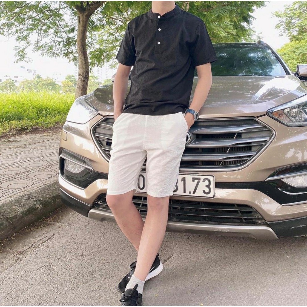 Áo Sơ Mi Đũi Nam Ngắn Tay Cổ Tàu 4 Khuy Cao Cấp - Áo Sơ Mi Nam form rộng kiểu dáng unisex Hàn Quốc