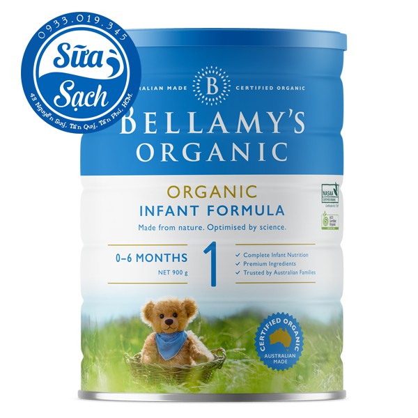 Sữa bột Bellamy's Organic hữu cơ số 1 , 2 , 3, 4 Lon 900g (Date mới)