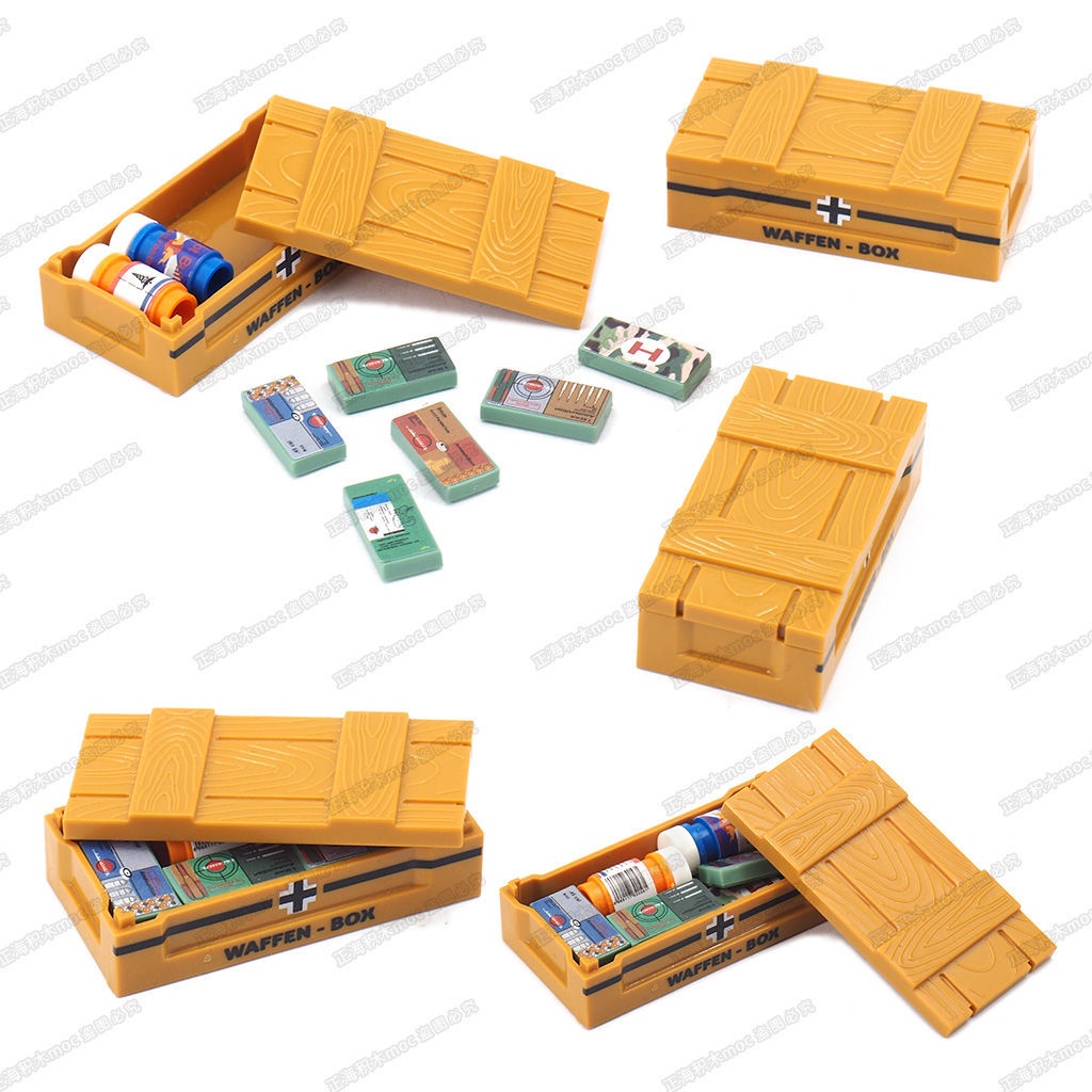 □Tương thích với Lego lắp ráp khối xây dựng quân sự Chiến tranh thế giới thứ hai hộp vật liệu người lính mô hình quà tặn