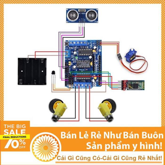 Bộ Xe Robot Thông Minh Điều Khiển Qua Bluetooth Hồng Ngoại - Smart Car KIT Arduino 3 - NTHN