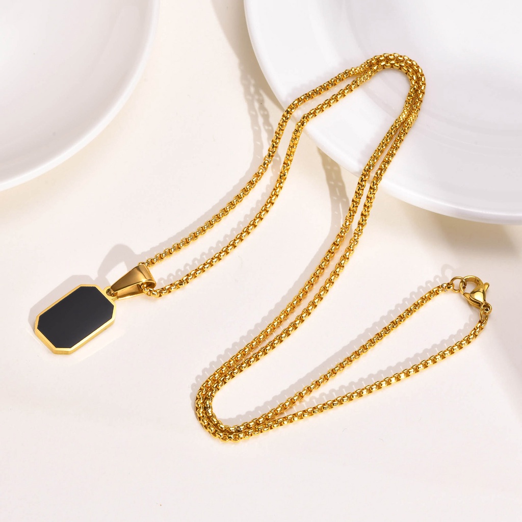 Vnox Vòng Cổ Choker Mặt Vuông / Chữ Nhật Tráng Men Bằng Thép Không Gỉ Làm Quà Sinh Nhật Cho