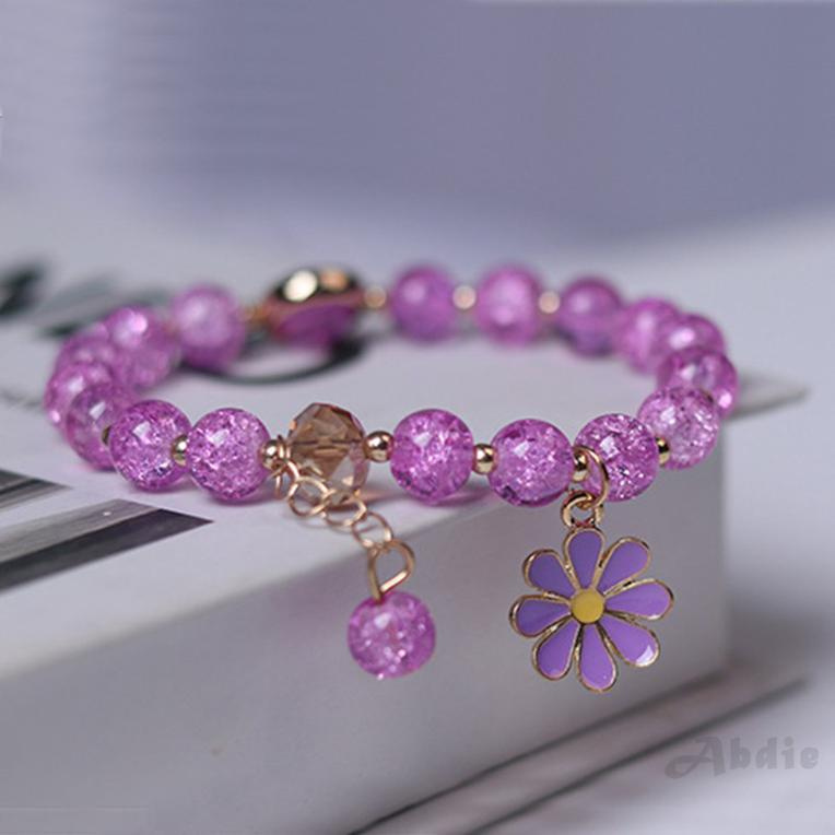 [Abdie] Chúng tôi Hạt hoa pha lê đáng yêu Daisy Charm Fortune Vòng tay cho phụ nữ Cô gái Vòng tay Chuỗi đeo tay Đồ trang sức