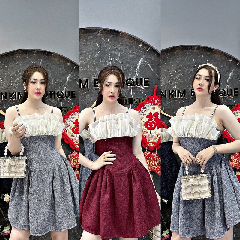 đầm thiết kế... dây áo đính hạt