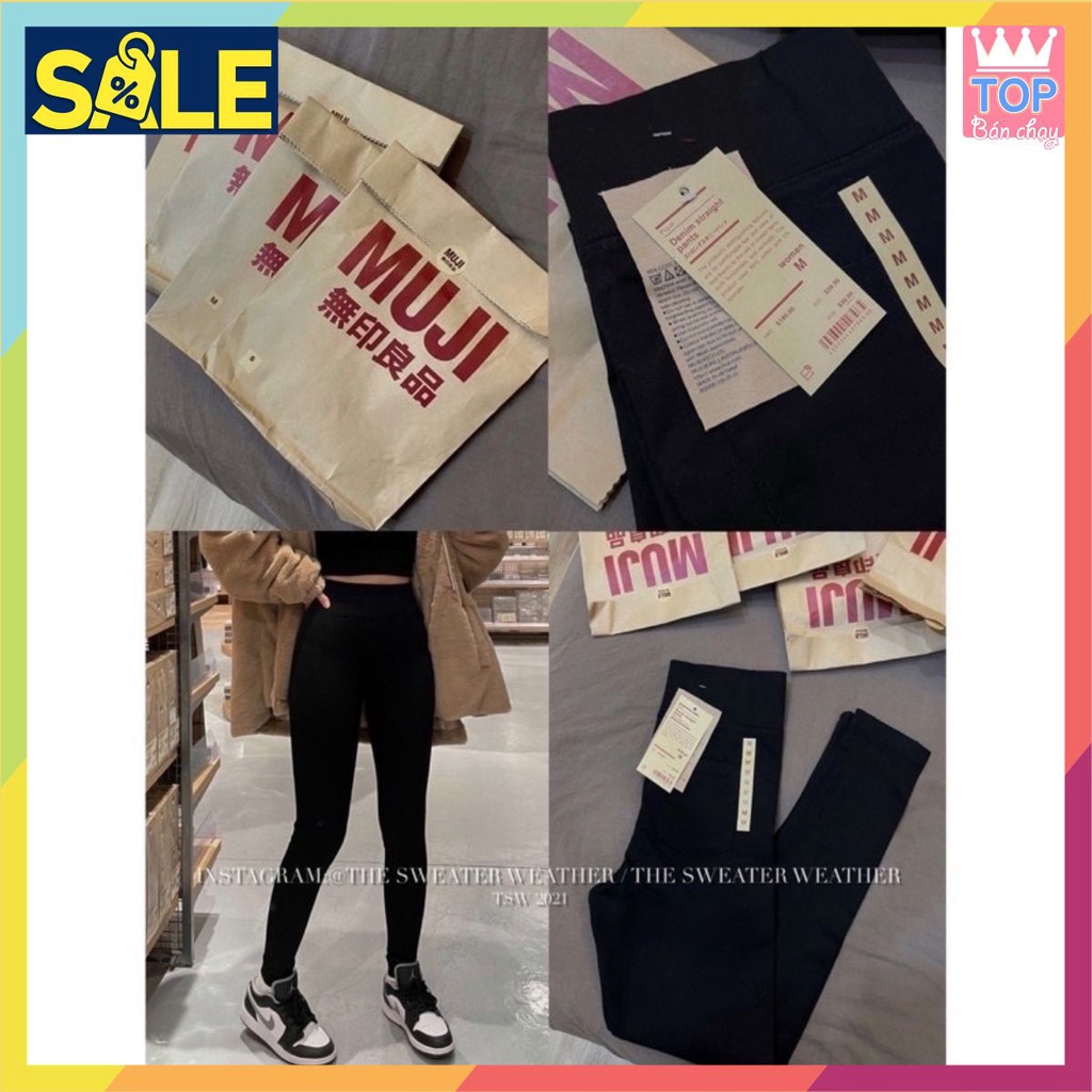 [BAO CHẤT] Quần legging nữ đen cạp cao gen bụng chất dày full túi giấy