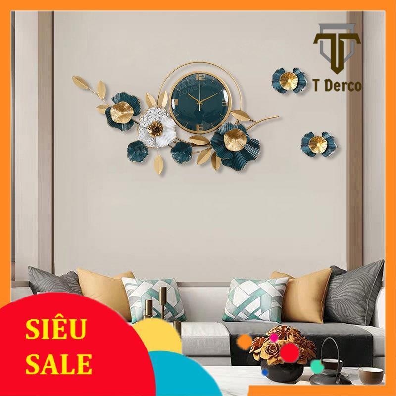 Đồ Trang Trí Đồng Hồ Treo Tường, Đồng Hồ Trang Trí Decor Hoa Mai Xanh Mã 2106 Mặt Xanh