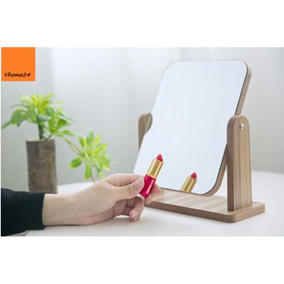 GƯƠNG TRANG ĐIỂM ĐẾ GỖ XOAY 360