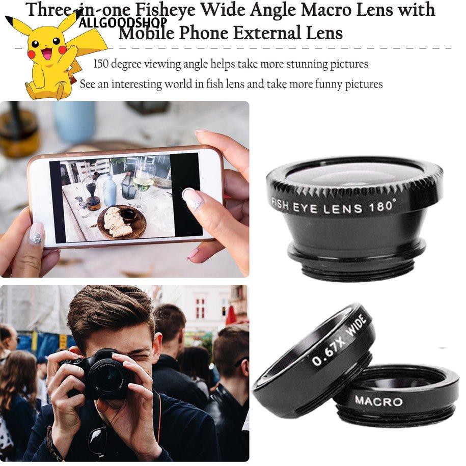 111all} 360 Degree Rotate Clip Camera Lens Kits Fish Lens Wide Angle Macro Lens