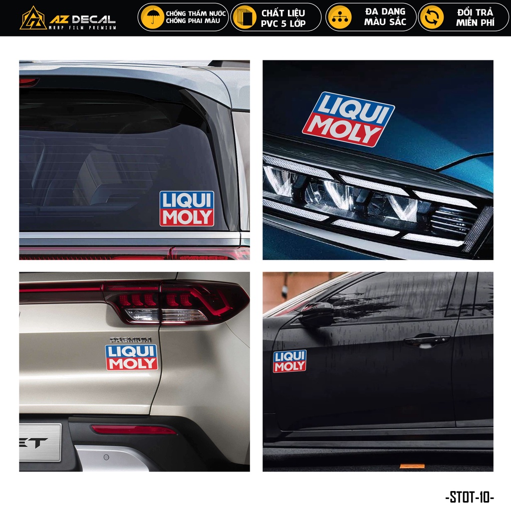 Tem Dán Xe Ô Tô Thiết Kế LIQUI MOLY | STOT-10 | Sticker Oto Xe Hơi 4 Chỗ 7 Chỗ Sườn Kính Lái Cản Sau Gương Cửa Xe...