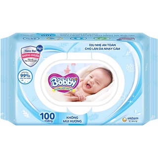 [Mã FMCG80 giảm 10% đơn từ 400K] [MKB Gift] Khăn Ướt Bobby Không Mùi 100 Miếng (Xanh)