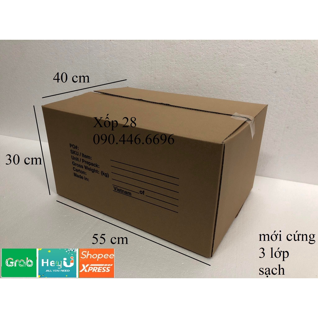 55x40x30 mới cứng 3 lớp Hộp thùng giấy bìa carton dùng đóng gói hàng hóa vận chuyển nhà giá rẻ to nhỏ vừa